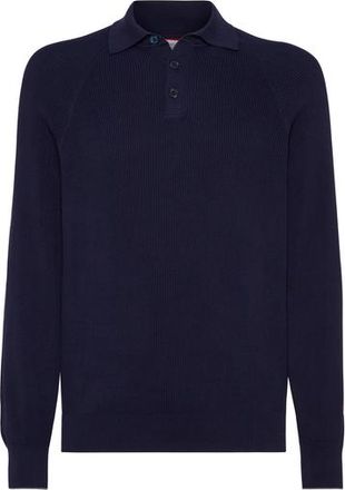 Brunello Cucinelli Polo-style sweater in Navy Blue at Nordstrom, Size 46 It