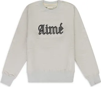 Aim&eacute; Leon Dore Oatmeal Houndstooth Applique Crewneck Sweatshirt
