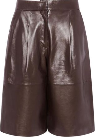 Yves Salomon lamb-leather bermuda shorts - Brown