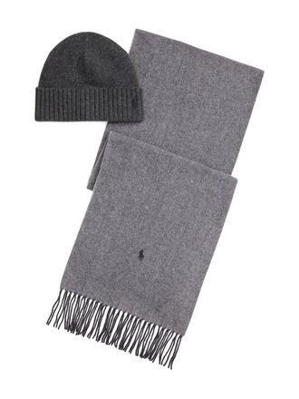 Polo Ralph Lauren herringbone fringed scarf set - Grey
