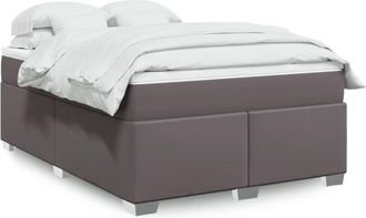 vidaXL Cama Box Spring Con Colch&oacute;n Cuero Sint&eacute;tico Gris 140x190 Cm Vidaxl