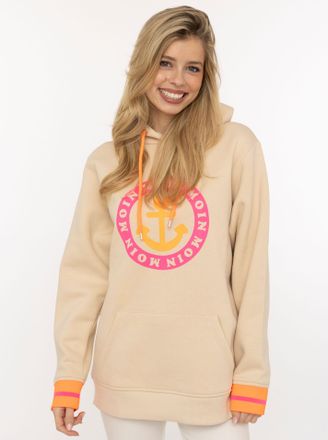 Zwillingsherz Hoodie ZWILLINGSHERZ, Damen, Gr. L/XL, beige, Sweatware, Obermaterial: 50% Baumwolle, 50% Polyester, normal h&uuml;ftlang, hoch geschlossener Ausschnitt, B