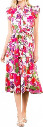 THML Clothing Flutter Sleeve Floral Dress In Pink