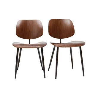 Miliboo Miliboo - Sillas En Madera Oscura Y Metal Negro (lote De 2) Tobias