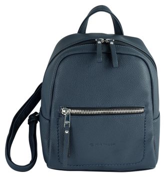 Tom Tailor Rucksack TOM TAILOR Tinna, Damen, Gr. B/H/T: 24cm x 25cm x 10,5cm, blau, Lederimitat, clean, kontrastfarbene Details, Rucks&auml;cke Rucksack, Kleiner l&auml;ss