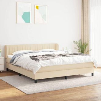 vidaXL Cama Box Spring Con Colch&oacute;n Tela Color Crema 160x200 Cm Vidaxl