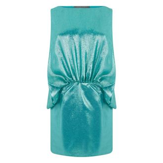 Alberta Ferretti Short Dress With Ruffle At The Waist - female - Alberta Ferretti - Short Dresses - Blue - S - Dresses