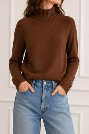 Allude Mock Neck Sweater In Cinnamon Tea