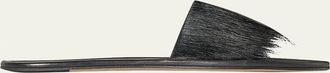 The Row Malick Calf Hair Flat Slide Sandals