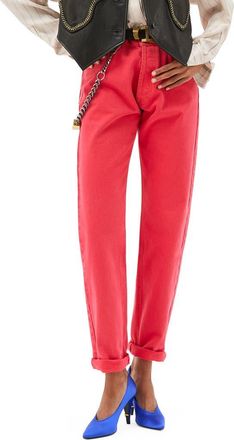 Versace Gender Inclusive Straight Leg Jeans in Red at Nordstrom, Size 30