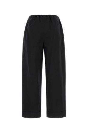 The Row Womens Black Poplin Wide-Leg Delano Pant Exterior: Cotton Pantaloni Trousers