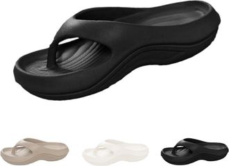 Generic Orthopedic Flip Flops Women,Pillow Arch Support Flip Flops for Women,Arch Support Comfortable Thong Sandals (A- Black, Adult, Women, 8.5, Numeric, UK 