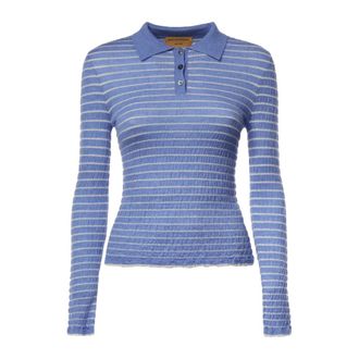 Guest In Residence Su&eacute;ter tipo polo a rayas Collegiate - Knitwear - Mujer - Azul - S