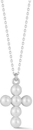 Sphera Milano Cultured Pearl Cross Pendant Necklace in Silver at Nordstrom Rack
