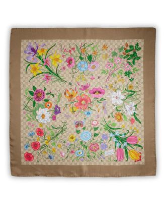 Gucci SILK TWILL SCARF WITH GG PRINT - Gucci - Woman