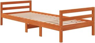 vidaXL Vidaxl - Bed Frame without Mattress Wax Brown 90x190 cm Single Solid Wood Pine