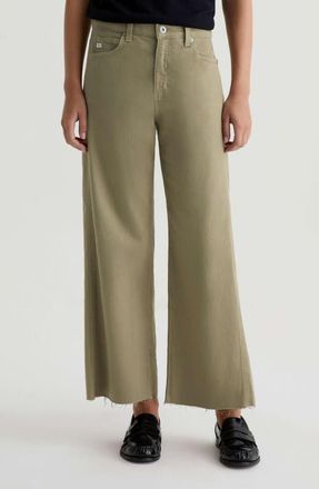 AG - Adriano Goldschmied Saige Raw Hem Paneled Ankle Wide Leg Jeans in Dusty Sage at Nordstrom, Size 23
