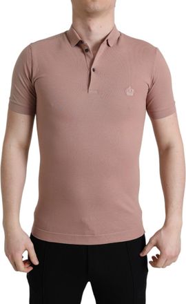 Dolce & Gabbana Pink Collared Short Sleeve Crown Men Polo Mens T-shirt (Pre-Owned)