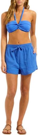Seafolly Cotton Gauze Cover-Up Shorts in Sapphire at Nordstrom, Size X-Small