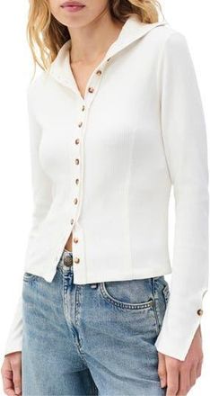 Rag & Bone Rib Button-Up Cardigan in Ivory at Nordstrom Rack, Size Large