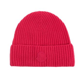 Moncler Cashmere Beanie - Dames - Hoeden - Rood - ONE Size - Kasjmier - Accessoires