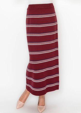 YAL New York Burgundy Stripe Maxi Skirt