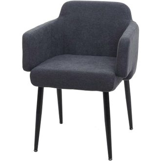 Hhg Hhg - Silla De Comedor 073, Silla Tapizada Silla De Cocina Silla Con Reposabrazos, Tela/textil Metal Mvg, Antracita