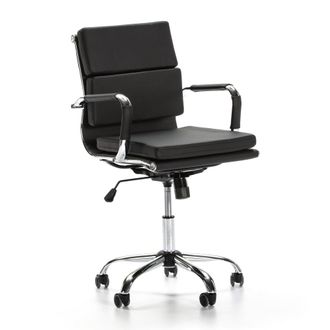 HOMN Sill&oacute;n de oficina reclinable negro, piel sint&eacute;tica, altura ajustable