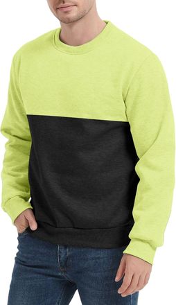 Generic Mens Color Block Sweatshirt Pullover Crewneck Long Sleeve Casual Ribbed Patchwork Fall Tops (UK, Alpha, M, Regular, Regular, 6)