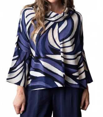 Habitat Georgette Waves Cowl Pullover In Navy