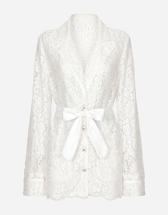Dolce & Gabbana Floral Cordonetto Lace Pajama Shirt - Woman Shirts And Tops White 42