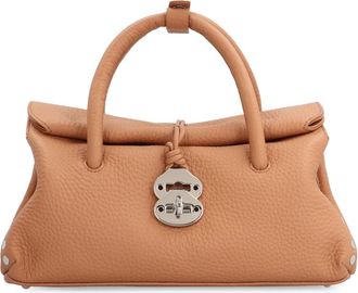 Zanellato Stijlvolle leren handtas met studs - Dames - Handtassen - Bruin - ONE Size - Tassen
