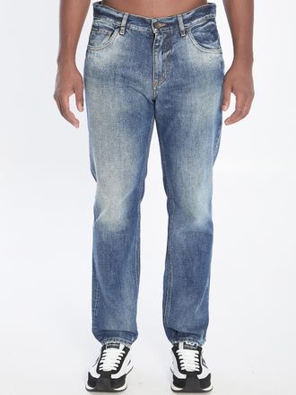 Dolce & Gabbana Mens Denim Pants With Plaque - Blue Cotton - Size EU 50 (Mens)