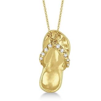 Allurez Flip Flop Shaped Diamond Pendant Necklace 14k in Yellow Gold at Nordstrom, Size 18