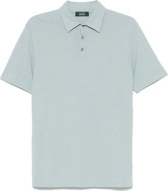 Zanone Polo in cotone con ricamo logo - Blu