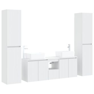 vidaXL Juego De Muebles De Ba&ntilde;o 5 Uds. Blanco 33 X 34,5 X 160 Cm Vidaxl