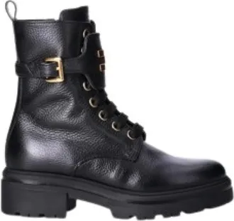 Elisabetta Franchi Anfibi con fibbia e logo - - Shoes - Donna - Nero - 33 EU
