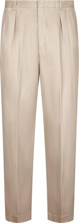 Cellar Door Straight-Leg Trousers with Front Pleats and Lightweight Fabric
