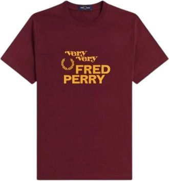 Fred Perry M2667 472 Grafisch T-shirt - Heren - T-shirts - Rood - XL - Katoen - Tops