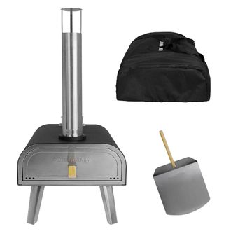 George Foreman Pizza Oven 16 Inch Wood Pellet with Paddle & Carry Bag in Black