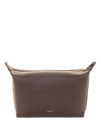 Furla Borsa a spalla in pelle con zip - Marrone