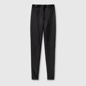 Gucci Bonded Leather With Stretch Cotton Leggings, Black, Ready-to-wear