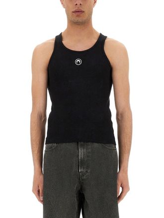 Marine Serre Ribbed Tank Top With Moon Logo