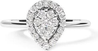 House of Brilliance 10K White Gold 3/8 Cttw Round-Cut Lab Grown Diamond Cluster Pear Promise Ring at Nordstrom, Size 7