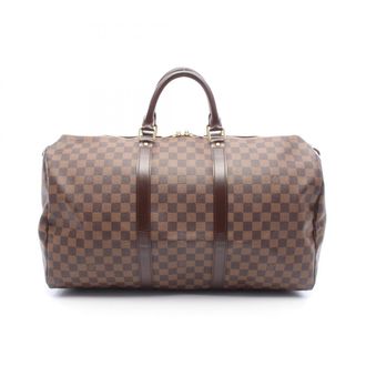 Louis Vuitton Damier Brown Ebene Coated Canvas Leather Boston Bag (Pre-Owned)