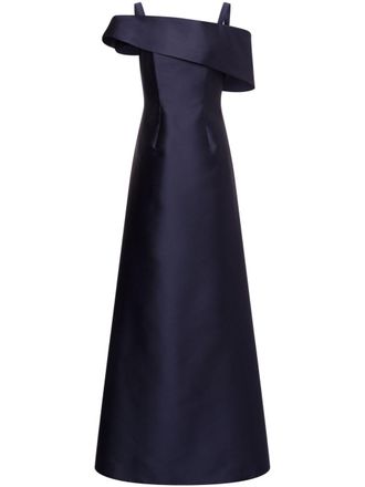 Alberta Ferretti Abito da sera svasato con spalle scoperte - Blu