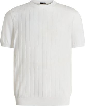 Kiton Puur katoenen trui met korte mouwen en ronde hals - Heren - Ronde hals truien - Wit - 3XL - Katoen - Truien & Vesten