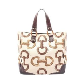 Gucci Pre-owned Tote Bags, female, Multicolor, Size: ONE SIZE Pre-owned Bamboo Horsebit Canvas Leather Tote Bag