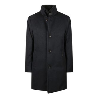 Moorer Heren, Mantels, Blauw, Maat: M Leer