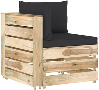 vidaXL Sof&aacute; De Esquina Seccional Con Cojines Madera Impregnada Verde Vidaxl